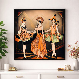 Affiche Art Déco Vintage Halloween Flapper Année