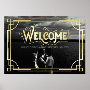 Affiche Art Deco Wedding Reception Welcome Add Your Photo