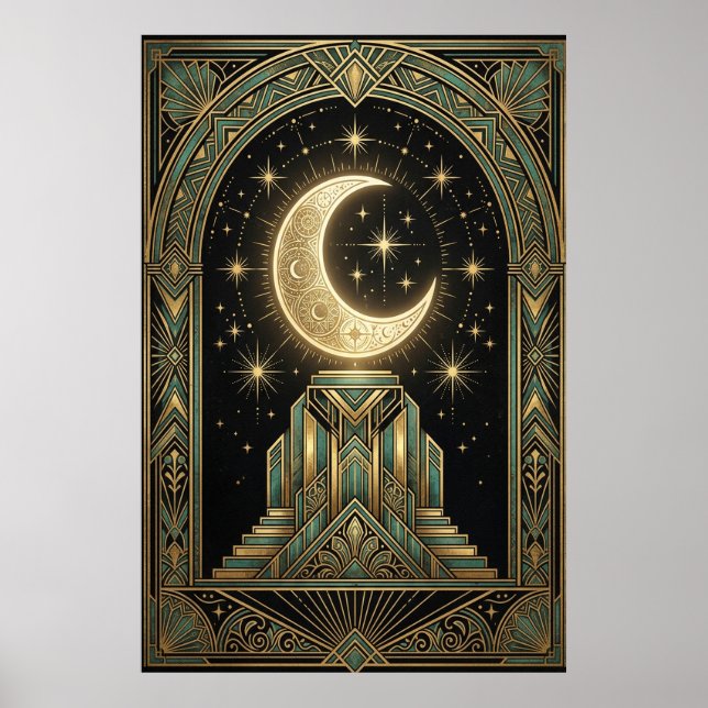 Affiche Art Déco Ziggurat Lunaire Céleste | Thé Do (Devant)