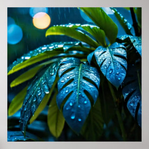 Affiche Art Décoratif - Pluie Sur Les Feuilles #1