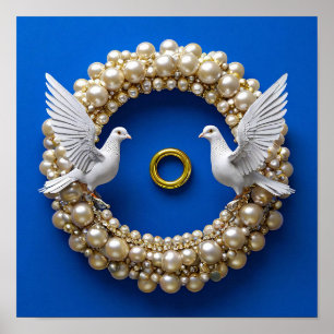 Affiche Art des colombes de mariage