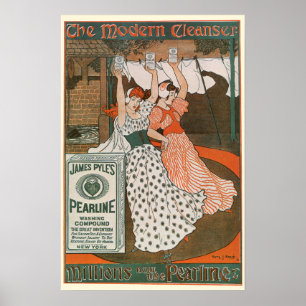 Affiche Art d'étiquette de produit vintage Pearline Modern