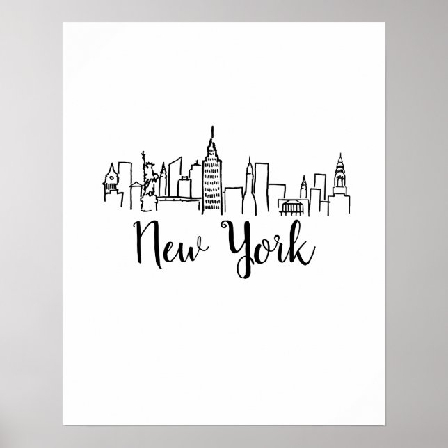 Affiche Art d'illustrations Skyline de New York (Devant)