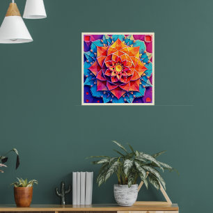 Affiche Art d'impression d'énergie de prisme floral abstra