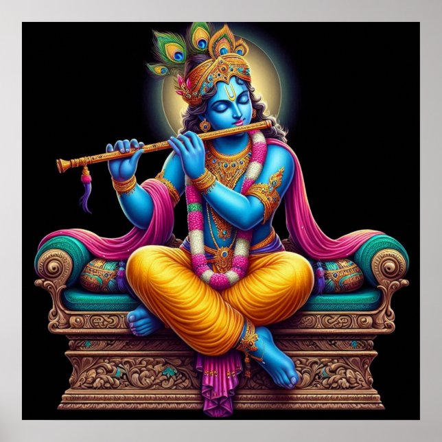 Affiche Art divin de la flûte sereine de Krishna (Devant)