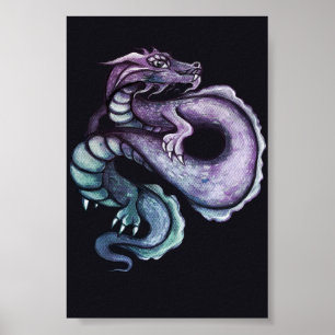 Affiche Art Dragon Chinois Violet