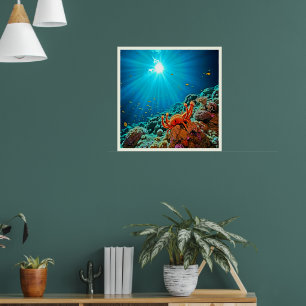 Affiche Art dramatique de soleil sous-marin