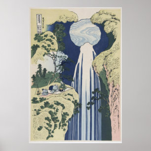 Affiche Art du bloc de bois de la cascade Amida de Hokusai