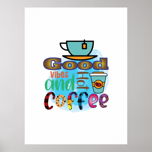 Affiche Art du café Bonnes vibrations et café (Devant)