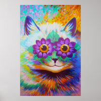 Art du chat à fleurs vintage