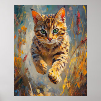 Affiche Art du chat Bengal sauteur