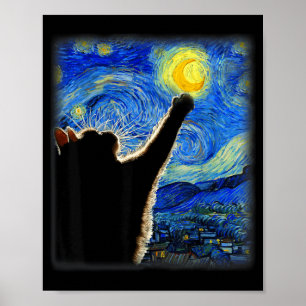 Affiche Art du ciel nocturne Chat Étoilé Art Chat Amateur