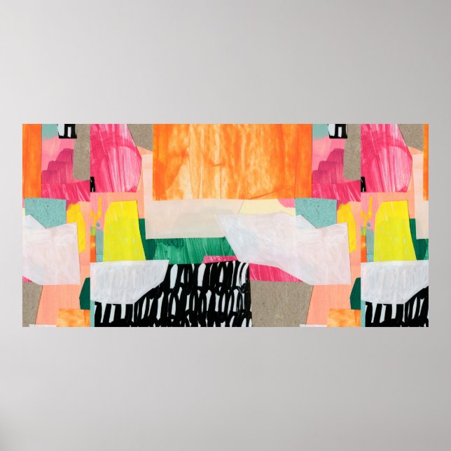 Affiche Art du collage moderne. Technique mixte sur toile. (Devant)