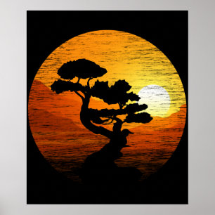 Affiche Art du coucher de soleil japonais Nature Japon Bon