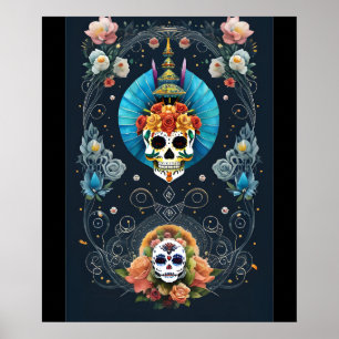 Affiche Art du crâne de sucre - Vibrant Dia de los Muertos