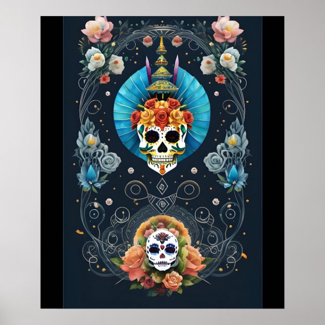 Affiche Art du crâne de sucre - Vibrant Dia de los Muertos (Devant)