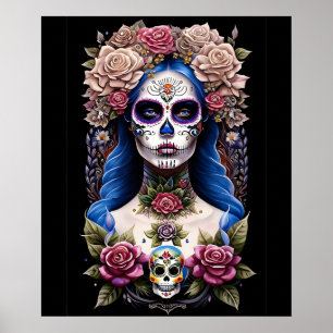 Affiche Art du crâne sucre - Beauté florissante