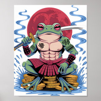 Affiche art du guerrier grenouille samouraï