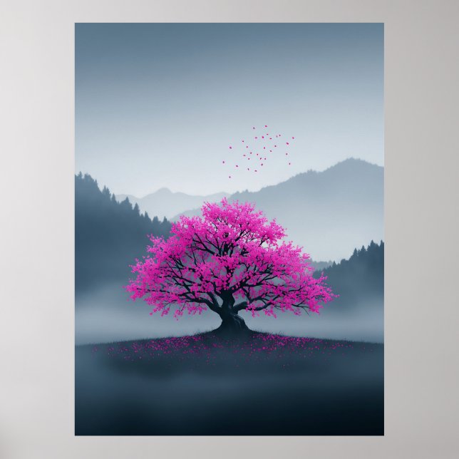 Affiche Art du Japon Cerisier en Fleur (Devant)