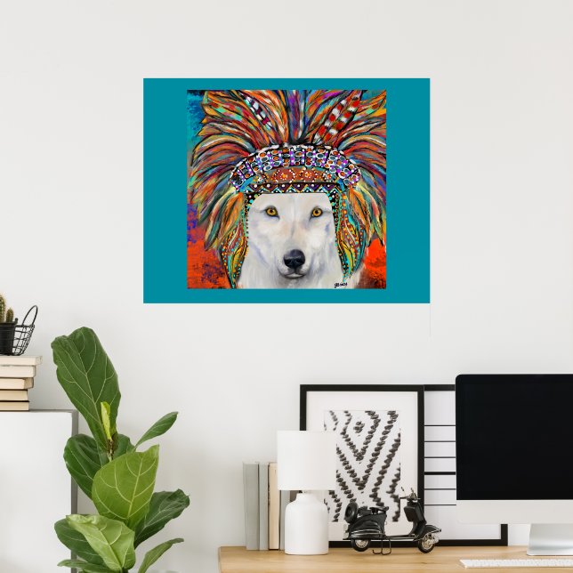 Affiche Art du Loup Blanc (Bureau à domicile)