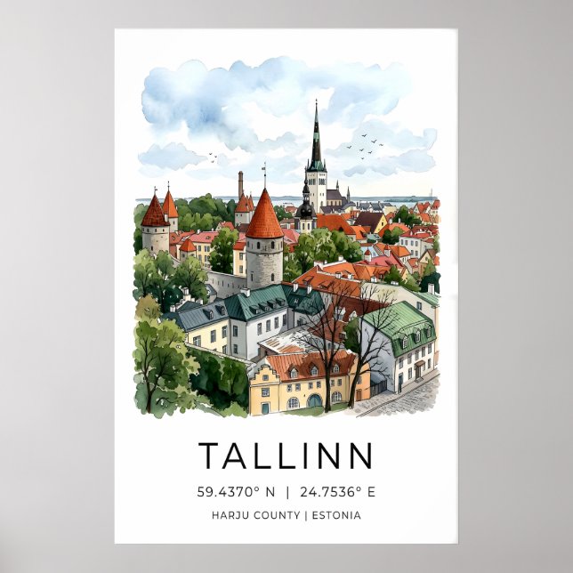 Affiche Art du mur de la ville de Tallinn baltique - Illus (Devant)