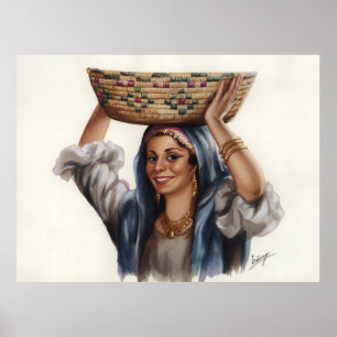Affiche Art du panier de femme égyptienne