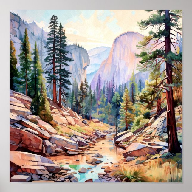 Affiche Art du parc national Yosemite Imprimer (Devant)