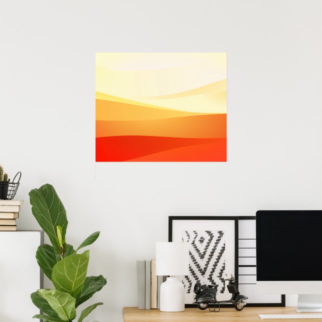 AFFICHE ART DU PAYSAGE ABSTRAIT RÉTRO MILIEU DU SIÈCLE (Bureau à domicile)