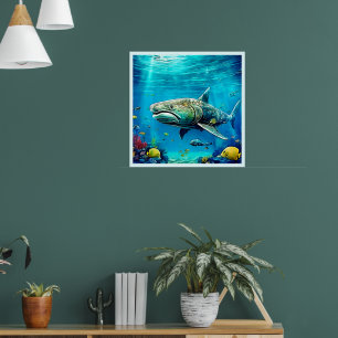 Affiche Art du prédateur océanique requin