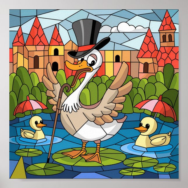 Affiche Art du vitrail, Silly Goose Vitrail (Devant)