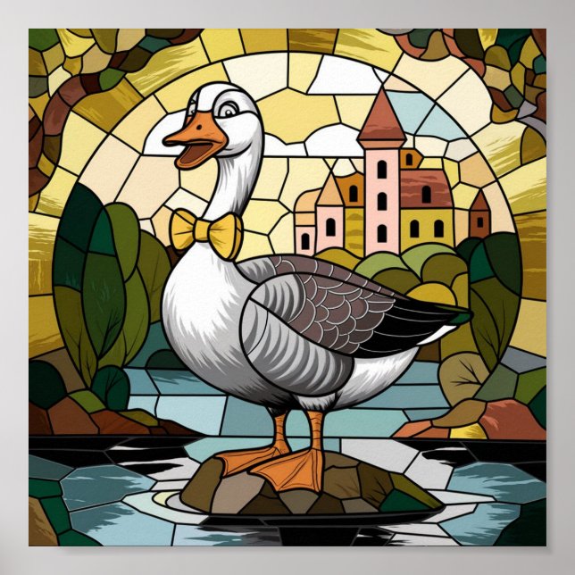 Affiche Art du vitrail, Silly Goose Vitrail (Devant)