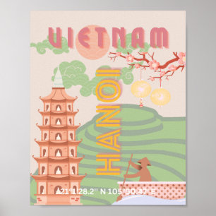 Affiche Art du voyage au Vietnam, Vintage