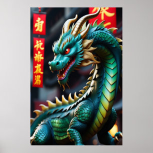 Affiche Art du zodiaque chinois année du dragon Glowpunk