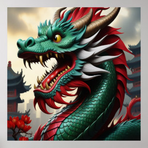 Affiche Art du zodiaque chinois année du dragon OrganicPun