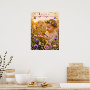 Affiche Art du zodiaque Gémeaux Collection d'astrologie