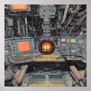 Affiche Art dystopique intense : Sci-Fi Burning Core