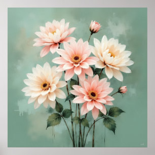 Affiche Art Élégant Chrysanthème Rose