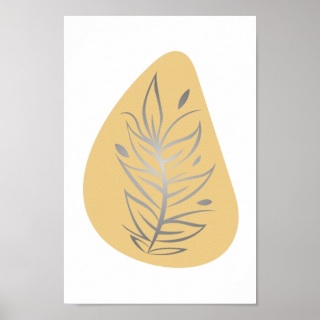 Affiche Art en ligne abstrait de plante (Devant)