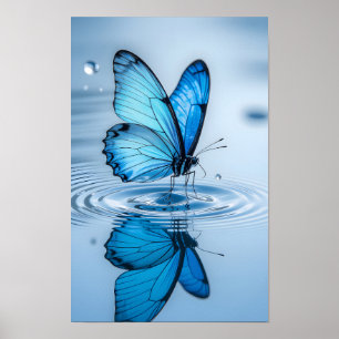 Affiche Art encadré papillon bleu