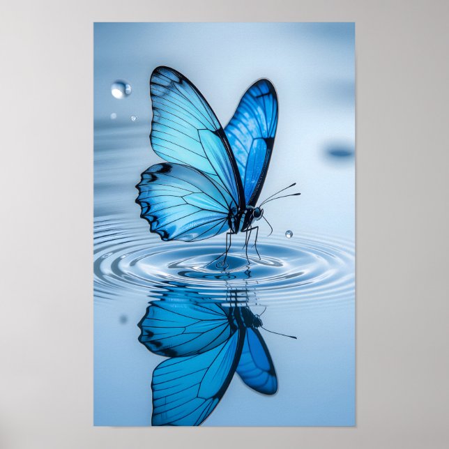 Affiche Art encadré papillon bleu (Devant)