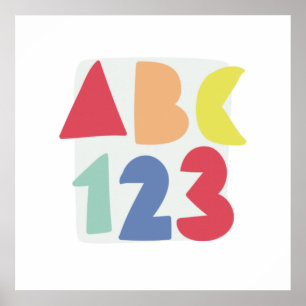 Affiche art enfantin ABC 123 coloré