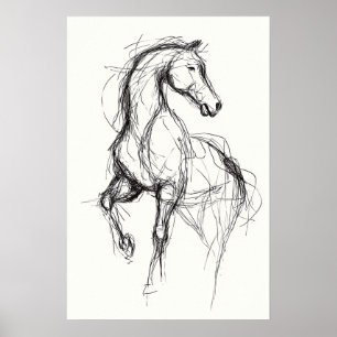 Affiche Art équestre moderne Cheval Croquis Illustration