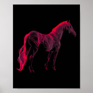 Affiche Art équestre Rouge Silhouette Cheval Lover Cowgirl