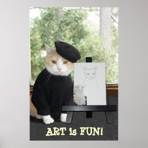 Affiche ART est un CHAT AMUSANT