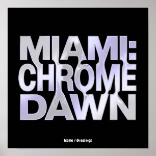 Affiche Art esthétique Miami Chrome Dawn Liquid Metal Y3K
