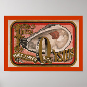 Affiche Art Étiquette Oyster frais