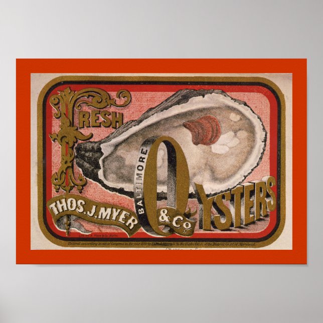 Affiche Art Étiquette Oyster frais (Devant)
