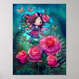 Affiche Art fantastique de la petite fée Rose par Molly Ha