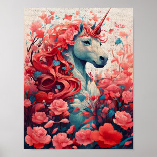 Affiche Art Fantastique de Paysage de Rêve de Licorne Rose