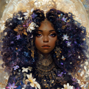 Affiche Art Fantastique Fille Noire Reine Noire Déesse
